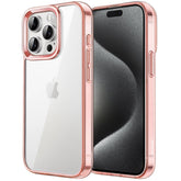 JETech Case for iPhone 15 Pro 6.1-Inch, Non-Yellowing Shockproof Phone Bumper Cover, Anti-Scratch Clear Back (Rose Gold)